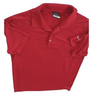 Nike Golf Dri-FIT‎ Men's Short Sleeve Polo Size Medium Plain Color Red Polyester